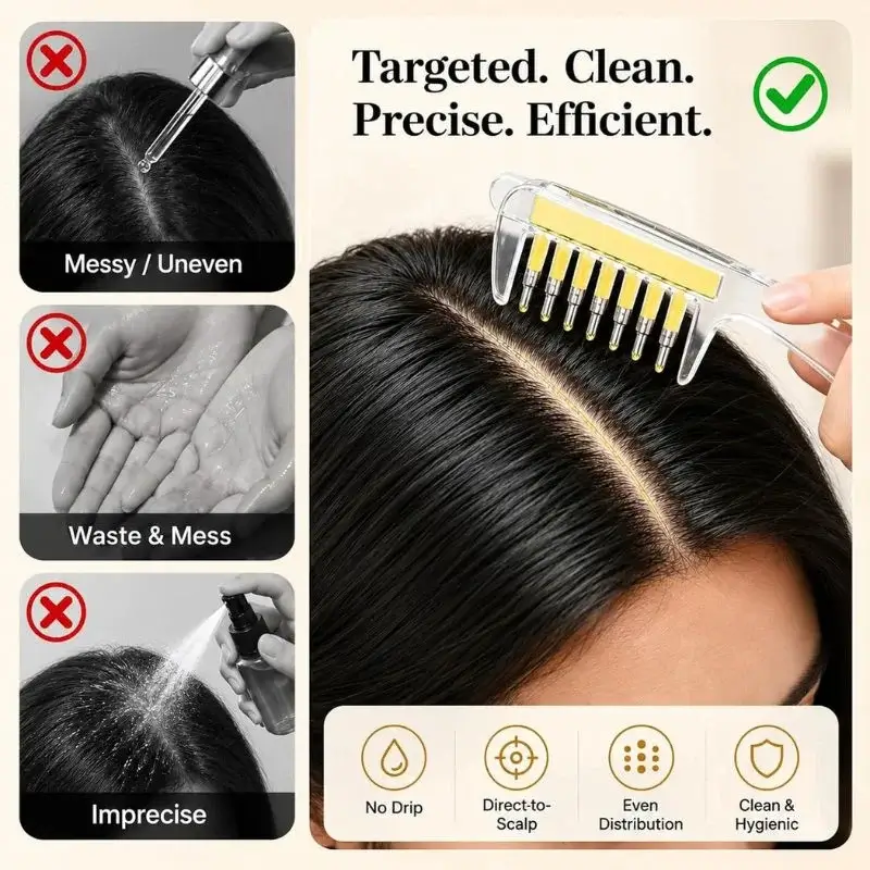 Hair oil applicator comb: targeted, clean, precise